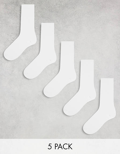 River Island 5 pack ribbed socks in white | ASOS