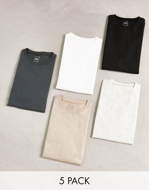 River Island 5 pack slim t-shirts in multi