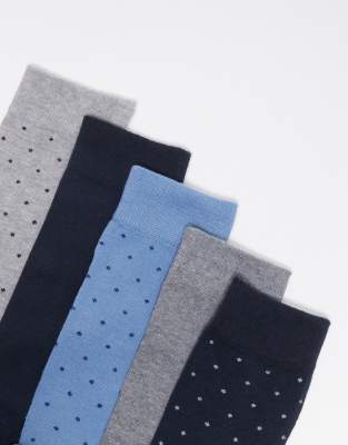 River Island 5-pack Smart Dotted Socks In Blue