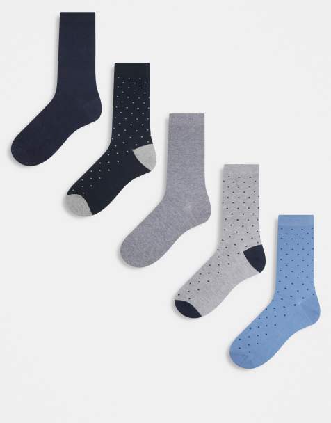 River Island 5 pack smart spotted socks in grey - view 1