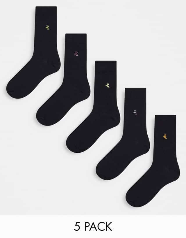 River Island 5-pack socks in black