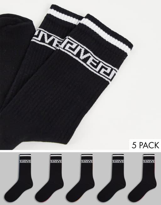 River Island 5 pack socks in black ASOS