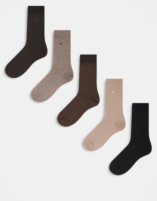 River Island 5 pack socks in brown