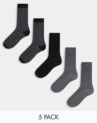  River Island 5 pack socks in grey geo print