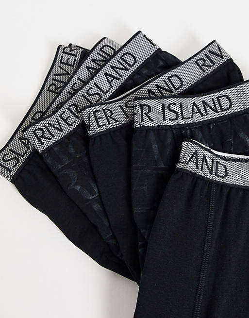  Underwear/River Island 5 pack trunks in black 