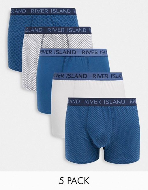 River Island 5 pack trunks in blue