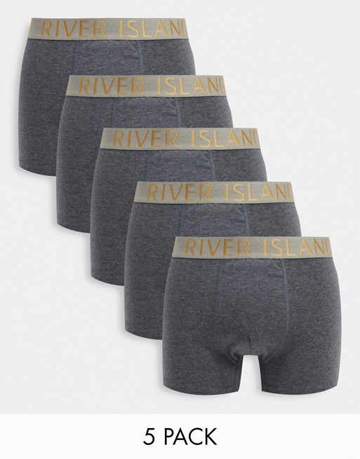 River Island 5 pack trunks in grey