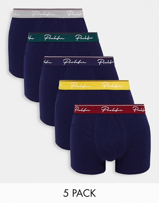River Island 5 pack trunks in navy