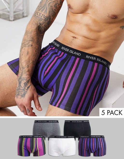 River Island 5 pack trunks in purple print