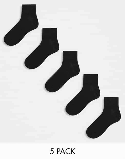 River Island – 5er-Pack knöchelhohe Socken in Schwarz