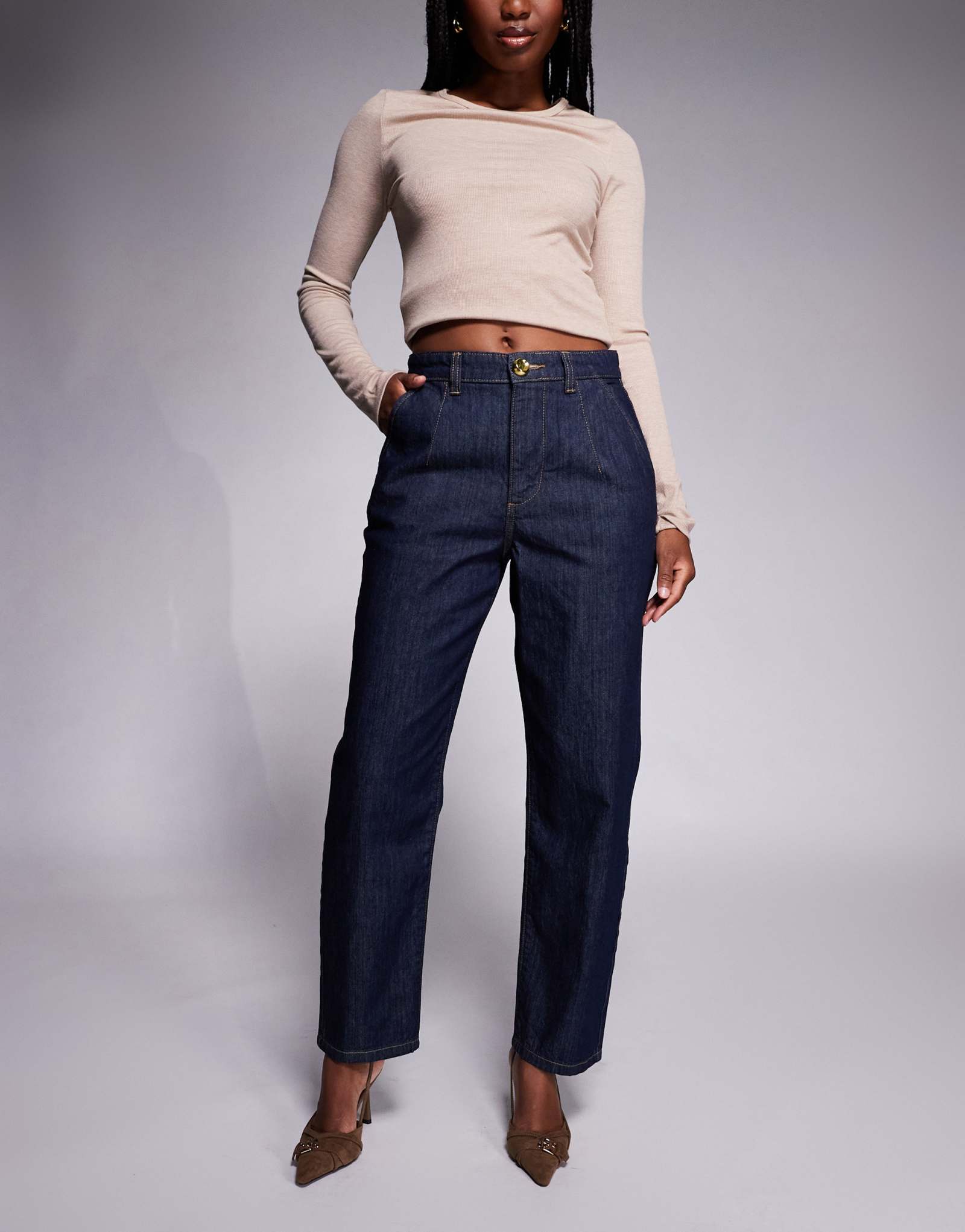 Джинсы-бочонки River Island 80-х годов из темного денима