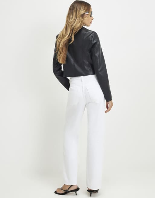 River Island 90s slim straight leg jeans in white, 2 of 4
