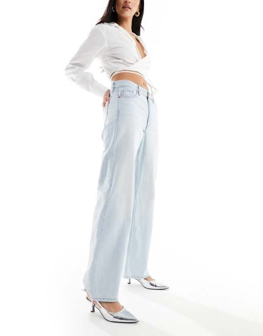 ASOS DESIGN 90s straight leg jeans in light blue