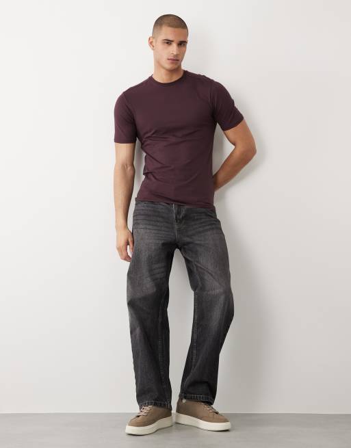 River Island - Aansluitend T-shirt in bordeauxrood, 2 van 5