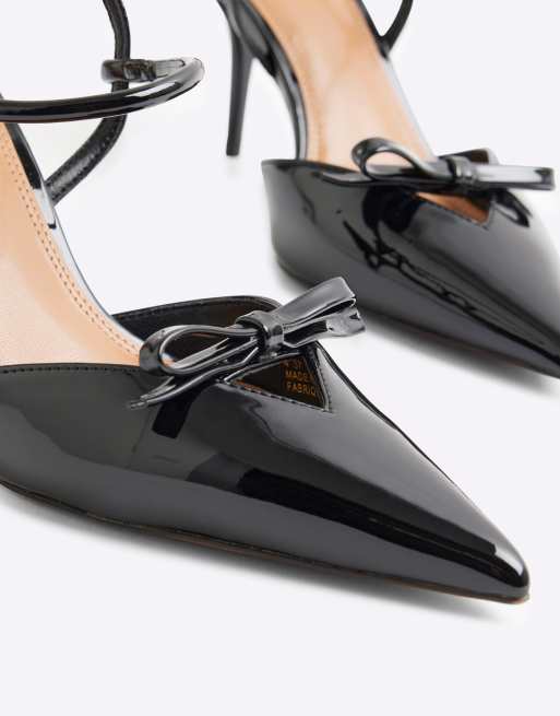 River Island – Absatzschuhe in Schwarz mit Fersenriemen und Schleifendetail, 3 von 4