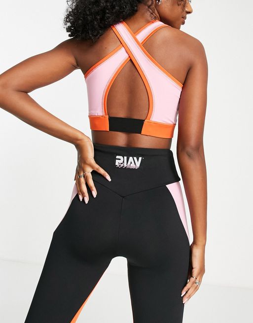 River Island Active color block sports bra in black - part of a