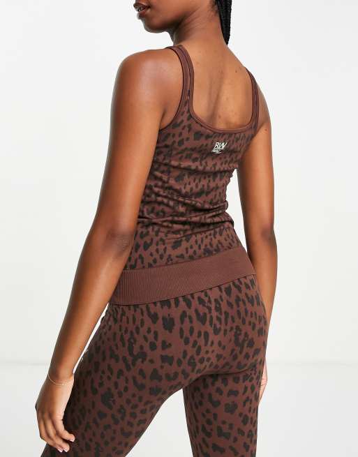 River Island Active leopard print seamless vest co-ord in brown, 4 of 4