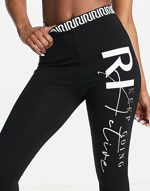 Trousers & Leggings River Island Active logo side leggings in black 