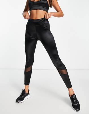 River Island Active sculpt wetlook leggings in black