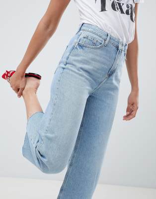 river island wide leg jeans in light blue