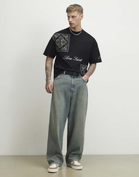 River Island Ame saint midweight t-shirt in black - view 1