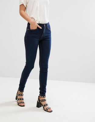 River Island Amelie Mid Rise Skinny Jeans In Dark Wash-black