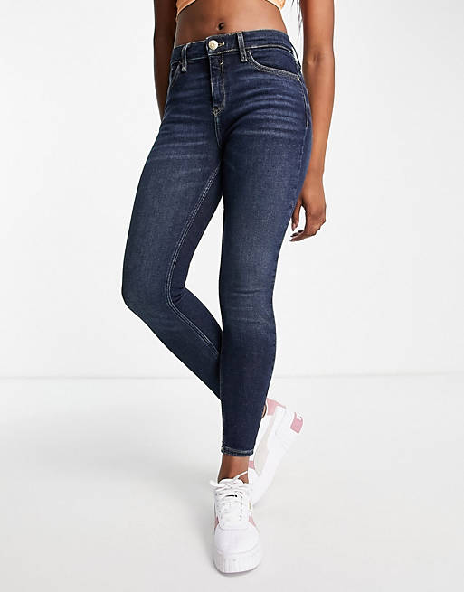 River Island Amelie mid rise skinny jeans in smokey blue
