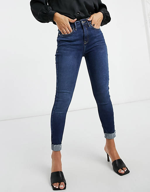 River Island - Amelie - Skinny jeans in donkerblauwe authentic wassing
