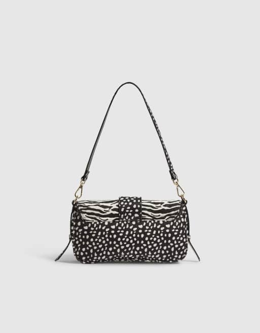 River Island Animal print faux hair on leather bag in black, 4 of 4