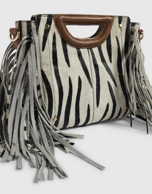 River Island Animal print hair on leather clutch bag in black, 3 of 4