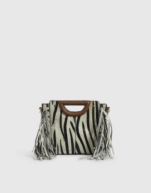 River Island Animal print hair on leather clutch bag in black, 4 of 4