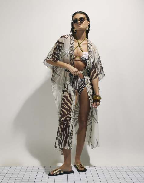 River Island Animal print kimono in cream - view 1