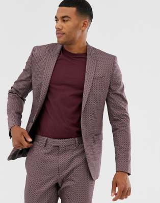 River Island suit jacket in brown geo print Brown