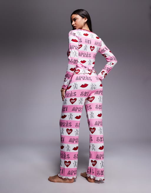 River Island après ski pajamas in light pink, 3 of 4