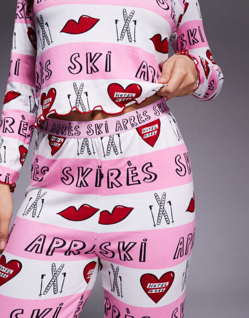 River Island après ski pajamas in light pink, 4 of 4