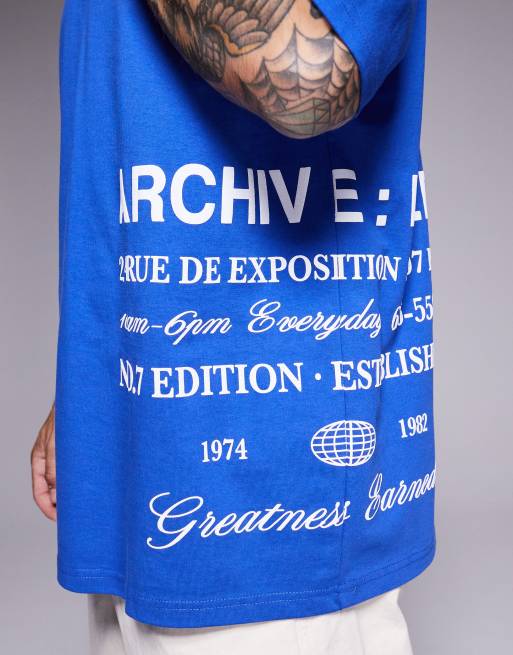 River Island 'archive' t-shirt in bright blue