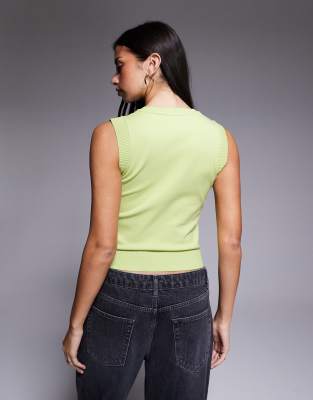 River Island Argyle Knit Vest In Green