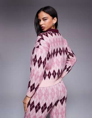 River Island Argyle Patterned Knit Sweater In Multi