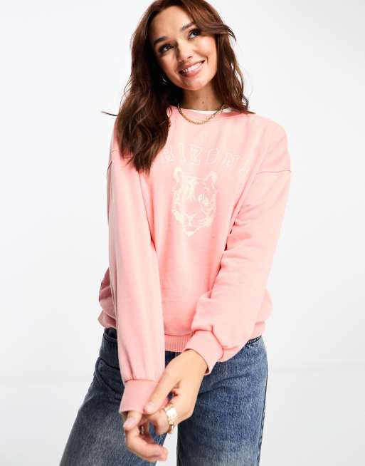 River Island Arizona Burnout Sweat in Coral