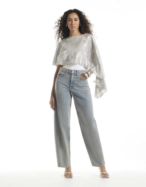 River Island Asymmetric cape in silver, 3 of 4