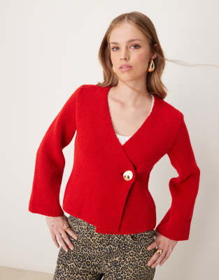 asymmetric cardigan in red