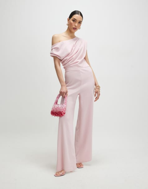 River Island Asymmetric drape jumpsuit in pink - view 1
