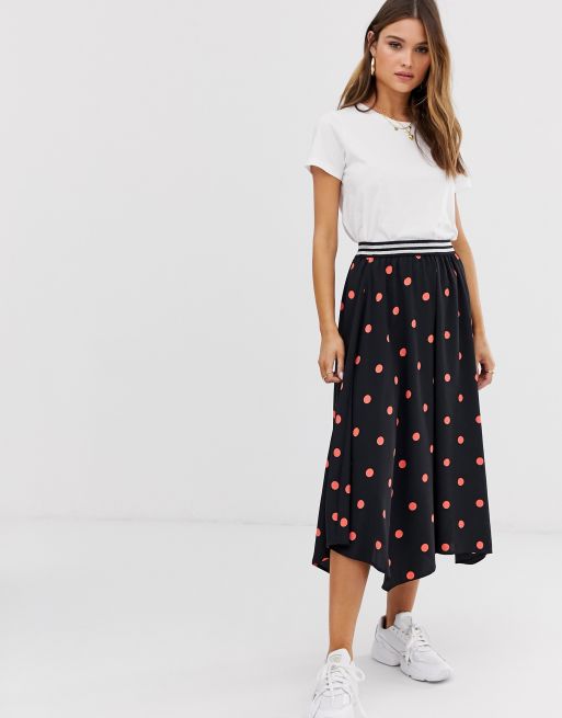 River Island asymmetric skirt in polka dot ASOS