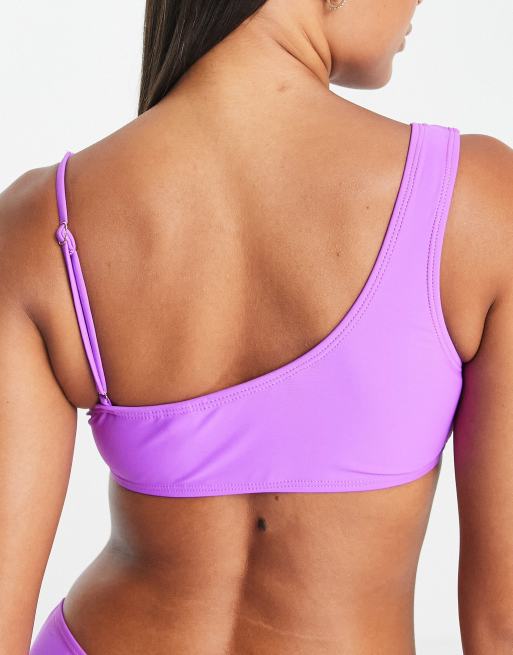 River Island strappy twist balconette bikini top in purple