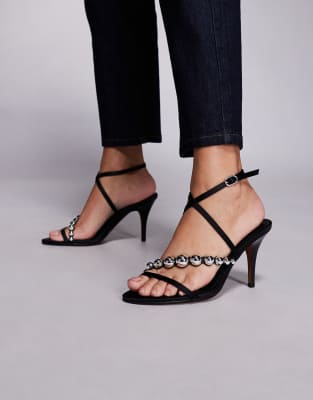  asymmetric stud heeled sandal   