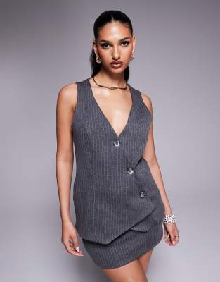River Island Asymmetric Vest In Gray
