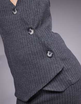 River Island Asymmetric Vest In Gray