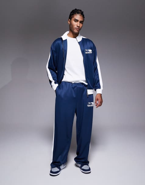 River Island 'Aura Studios' taped track co-ord in navy - MBLUE - view 1