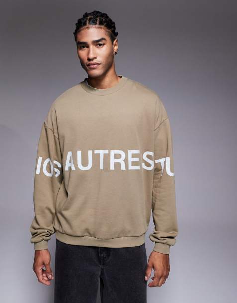 River Island 'Autre Studios' crew neck sweatshirt in medium stone - view 1