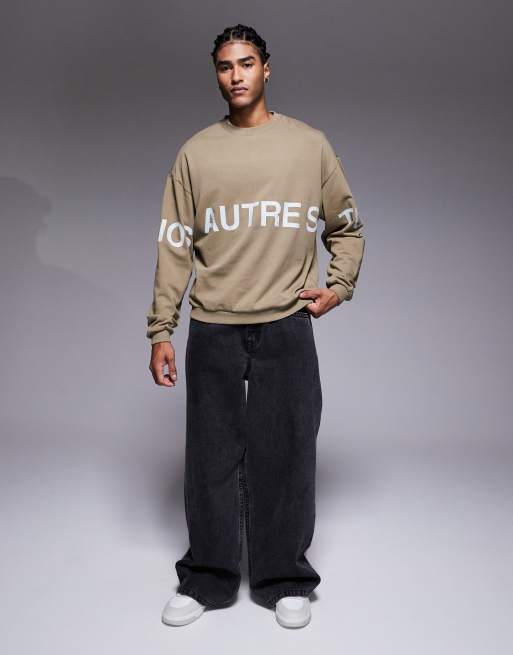 River Island 'Autre Studios' crew neck sweatshirt in medium stone, 2 of 5